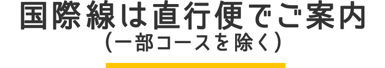 国際線は直行便でご案内(※一部コースを除く)